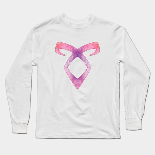 Shadowhunters rune / The mortal instruments - Angelic power rune (pink watercolour) - Clary, Alec, Jace, Izzy, Magnus - Malec - Parabatai Long Sleeve T-Shirt by Vane22april